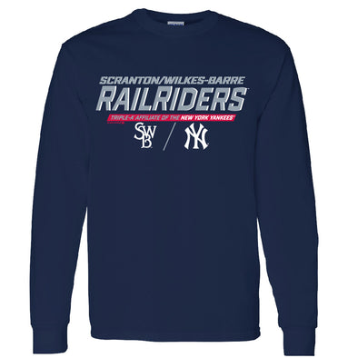 Scranton/Wilkes-Barre RailRiders Majestic Yankees Slash & Dash T-Shirt